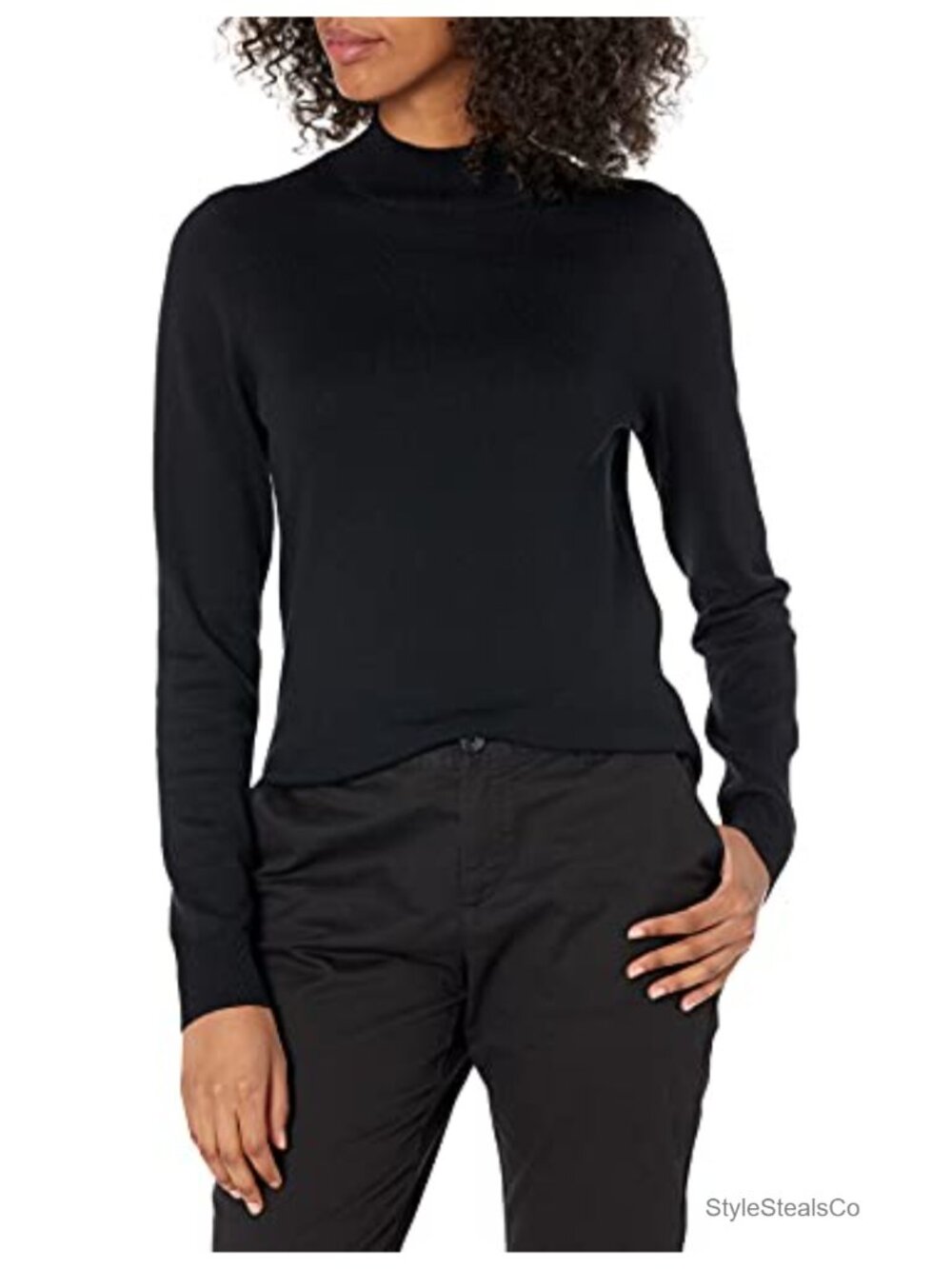Essentials Women's Lightweight Mock Neck Pullover Sweater Regular Fit